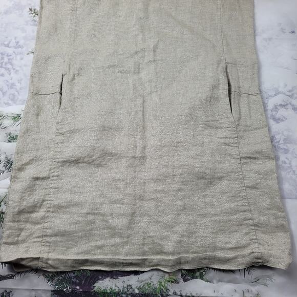 Eileen Fisher Organic Cotton Natural Silver Twinkle Shift Dress Released Hem Sm - Picture 15 of 16